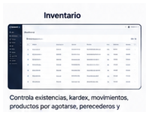 Captura real del módulo de productos e inventario